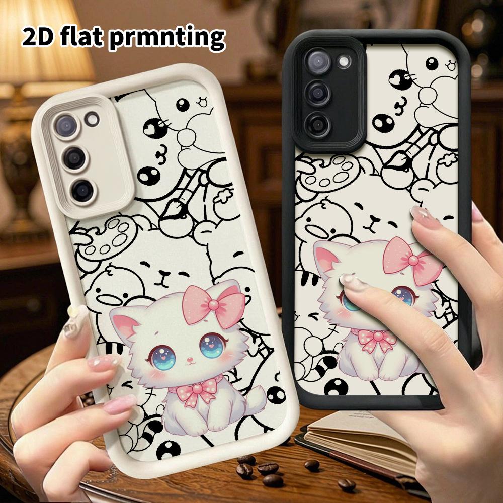 Phone Case: 2D Flat, Suitable for Samsung Galaxy A34 A35 M05 M06 S20 S22 S21 FE Plus 5G, Pure White Fairy Cat, Perfect Christmas and Halloween Holiday