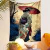 Geisha with Umbrella in Floral Garden Patterned tapestry home decor, suitable for bedroom and living room, gift