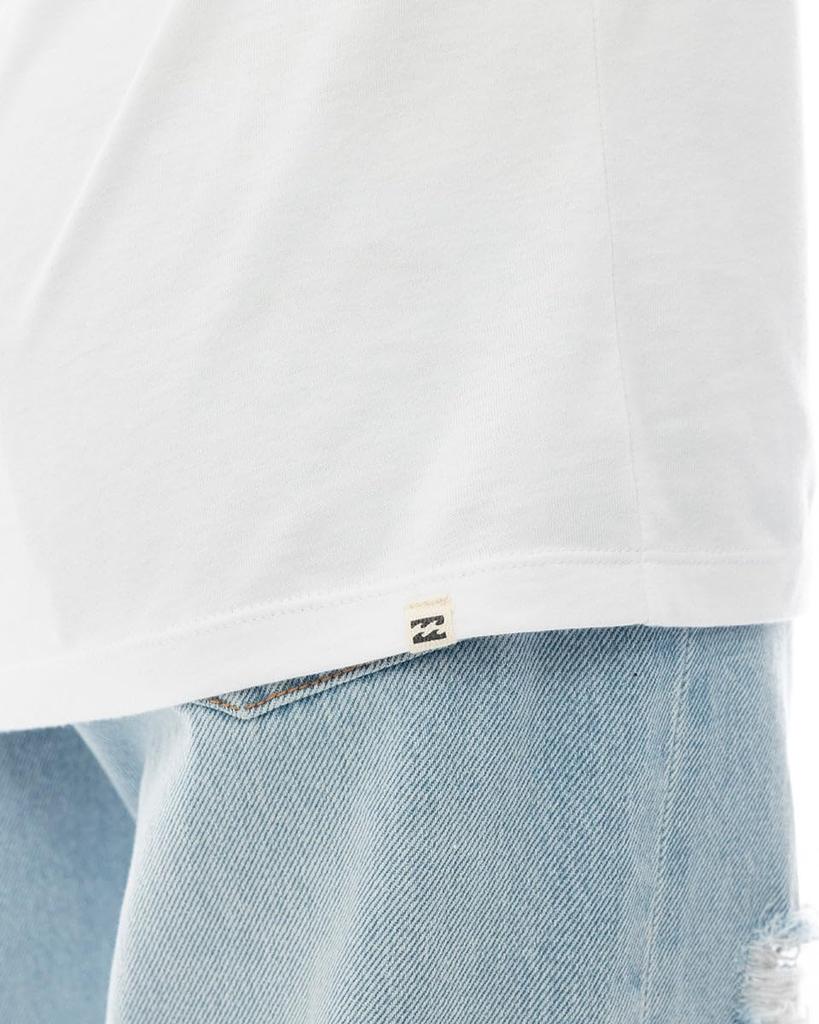 Billabong Modern Square Logo Boy Fit White Tee, Women's,