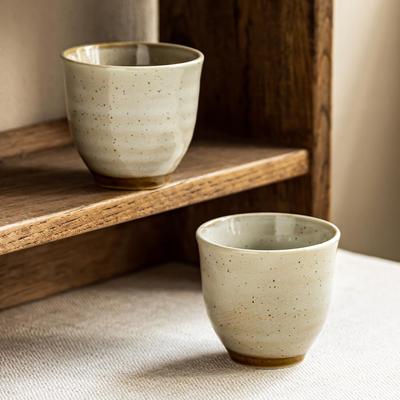 Hand-Painted Japanese Sesame Glaze Ceramic Handleless Teacup