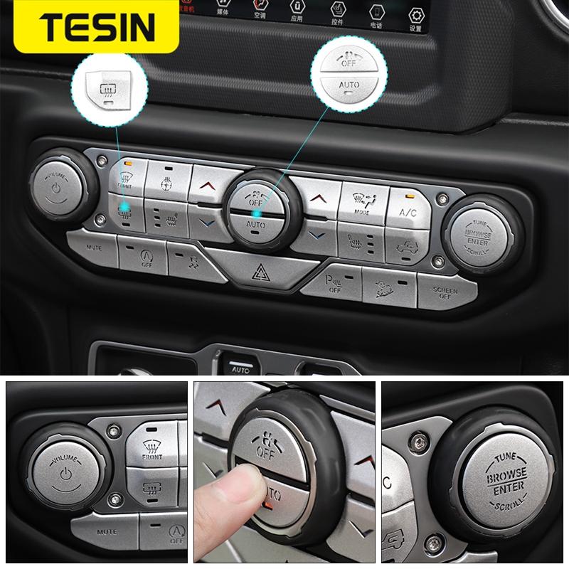 Car Center Console Button Decoration Cover Stickers for Jeep Wrangler JL Gladiator JT 2018     Accessories