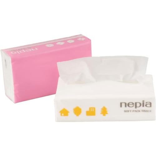 Nepia Taschentücher Softpack, 400 Blatt (200 Paare) x 5 Packungen, Große Kapazität