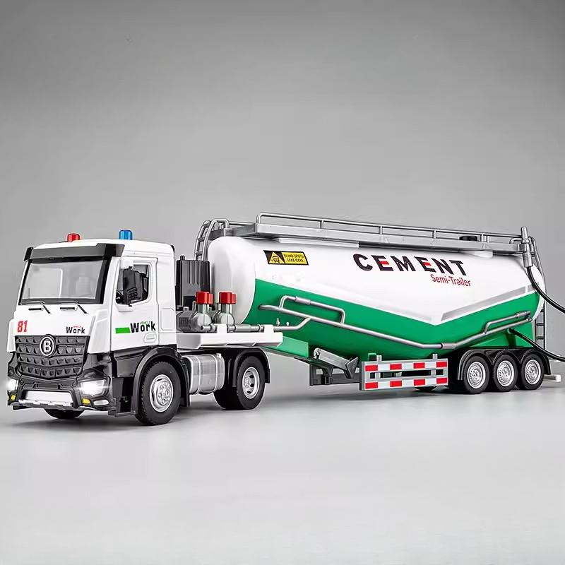 1/18 Extended Version Alloy Powder Transport Vehicle Model Toy Metal Diecast Truck Waterable and Detachable Body Toys for Child