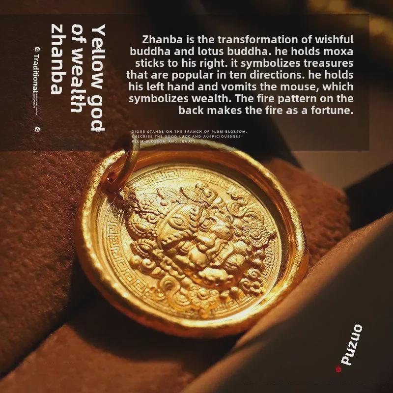 Durable Gold Sand God of Wealth Pendant Necklace for Women