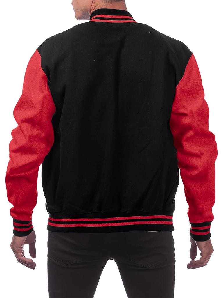 Men's Stand Collar Letter Print Baseball Cardigan Jacket