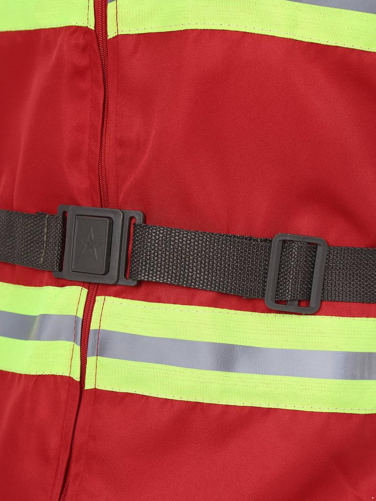 Adult Firefighter Dress Up Suit - 4-Piece Costume with Short Sleeve Jacket, Pants, Belt & Safety Helmet