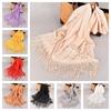 Tassel Mesh Neck Scarves Transparent Embroidery Flower Shawl Lace Flower Tassel Scarf  Dress Decor