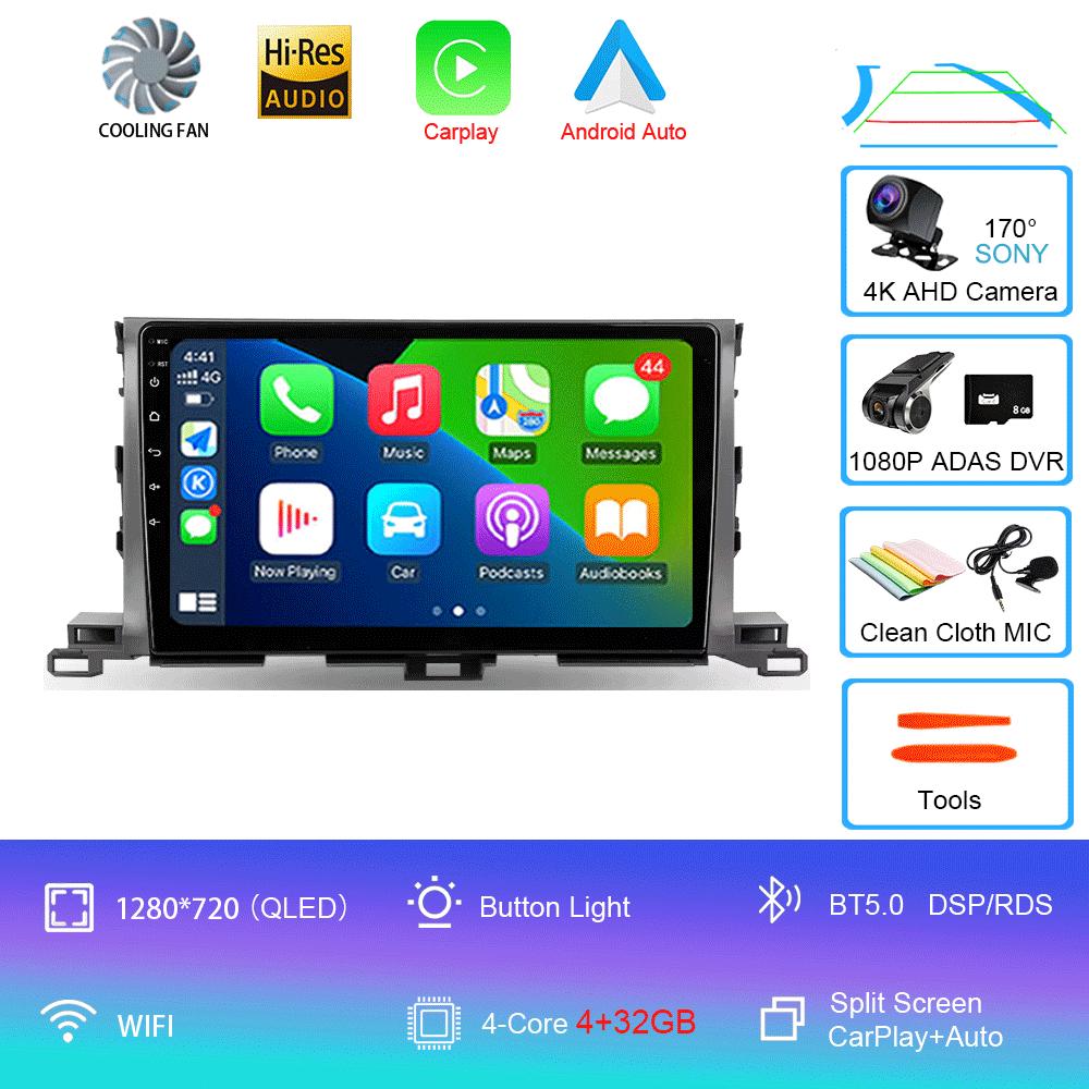 Für Toyota Highlander Kluger 3 XU50 2013 2014 - 2019 Autoradio Android 14 Navigation Multimedia-Player GPS WiFi+4G Carplay Auto