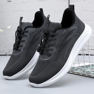 Men's Shoes Spring New Middle-Aged and Elderly Walking Shoes Soft Bottom Comfortable Shoes for the Old Couple Flying Woven Sports Men's Shoes