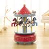 Handcrafted Wooden Rotating Carousels Music Box Ornament Hand Cranked Design For Christmas Home Tabletop Shelf Decors