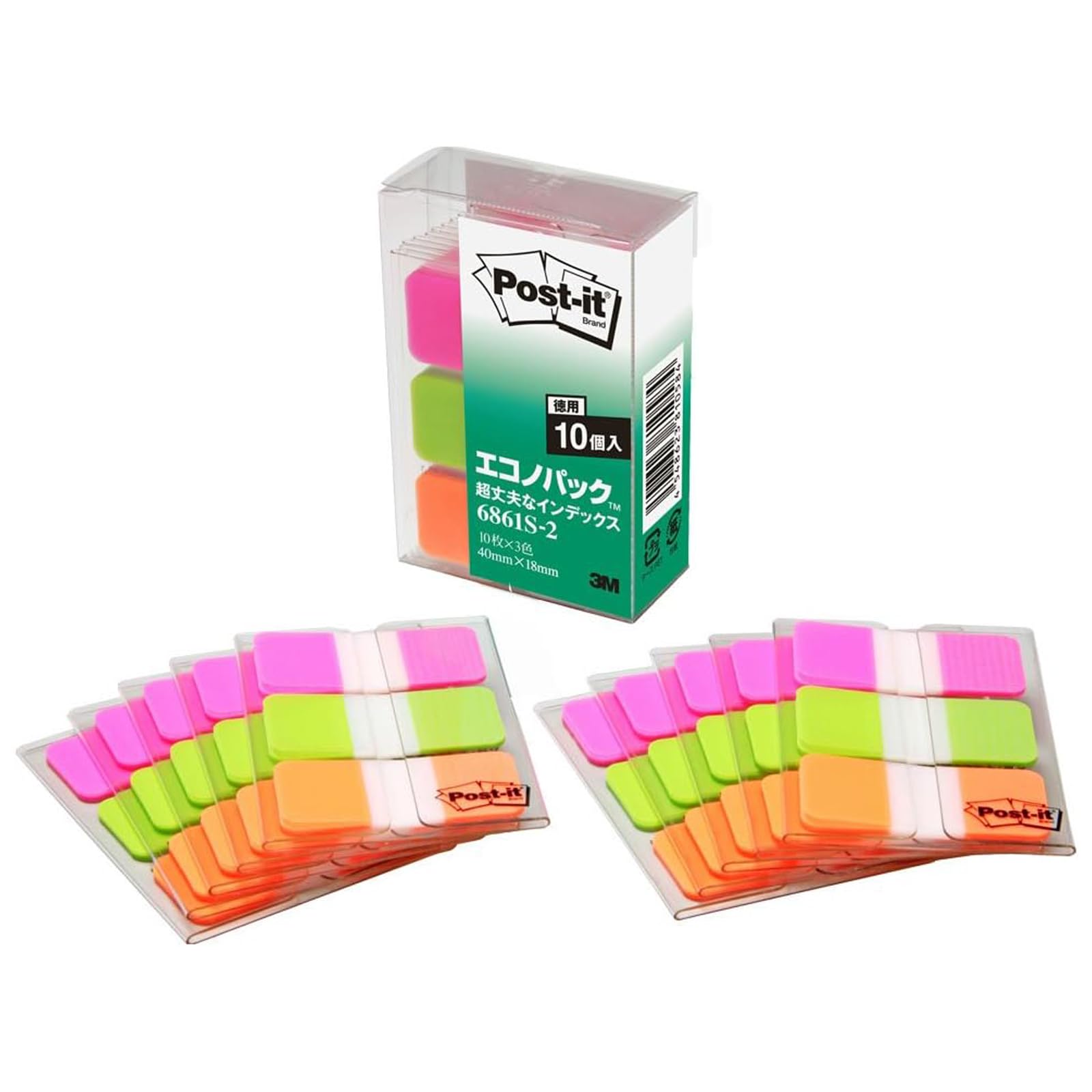 

3M Film Sticky Notes Index 10 sheets x 3 pads x 10 Post-it Labels, Pink, packs, 6861S-2