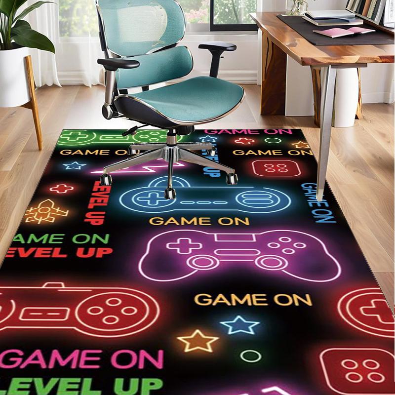 Neon Game Over Kunst Büro Teppich Stuhlunterlage, Spielteppich, Geeignet für Eingangsbereich, Schlafzimmer, Wohnzimmer, Schreibtisch, Weihnachtsgeschenk