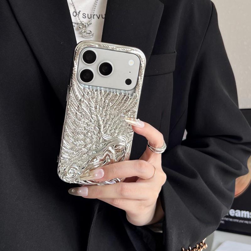 Trendige mattierte 3D-Engelsflügel Handyhülle für iPhone 17/16/15/14/13 Pro Max