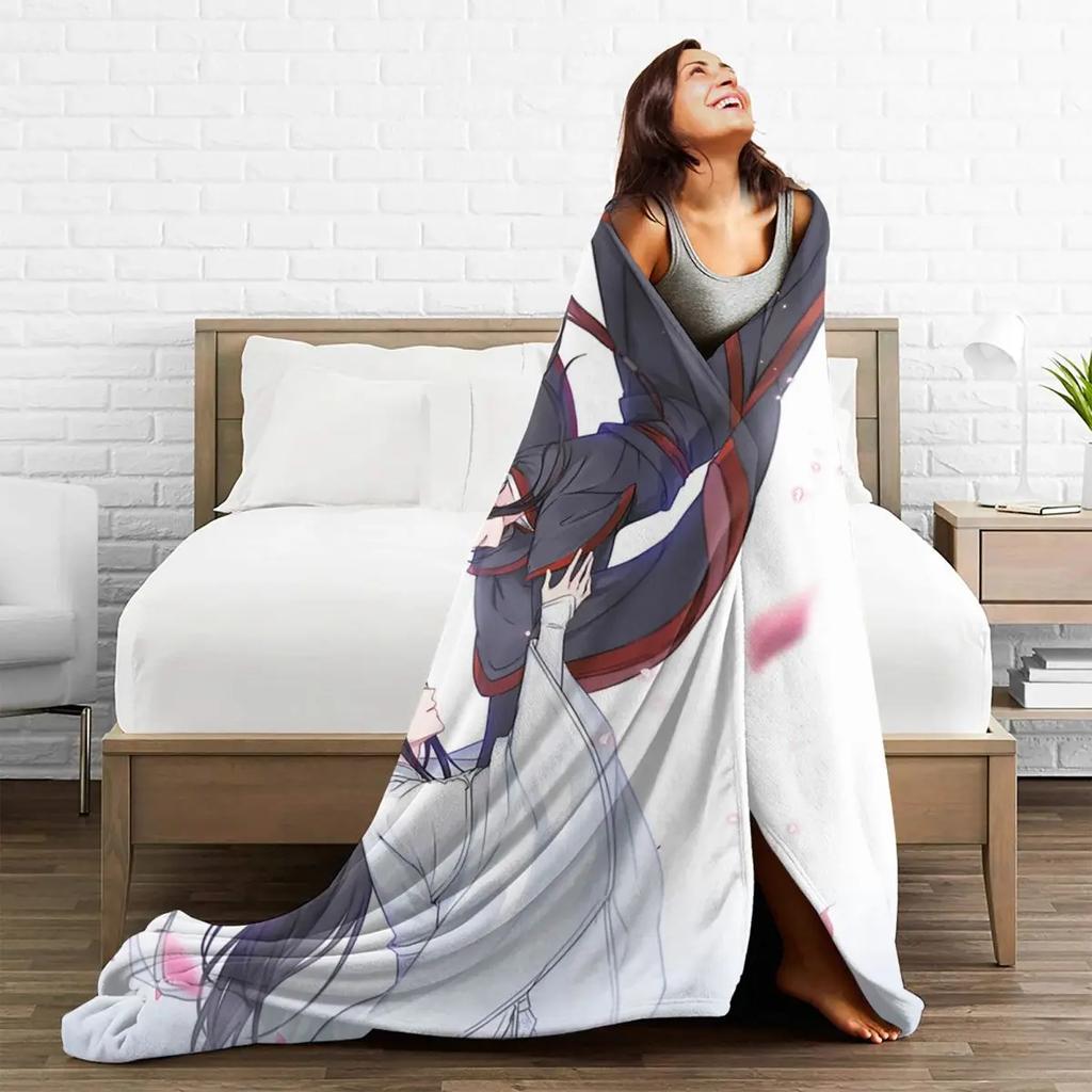 Grandmaster Of Demonic Cultivation The Untamed Fleece Throw Blanket Lan Zhan Wei Wuxian Yaoi Blanket for Bedroom Bed Throws
