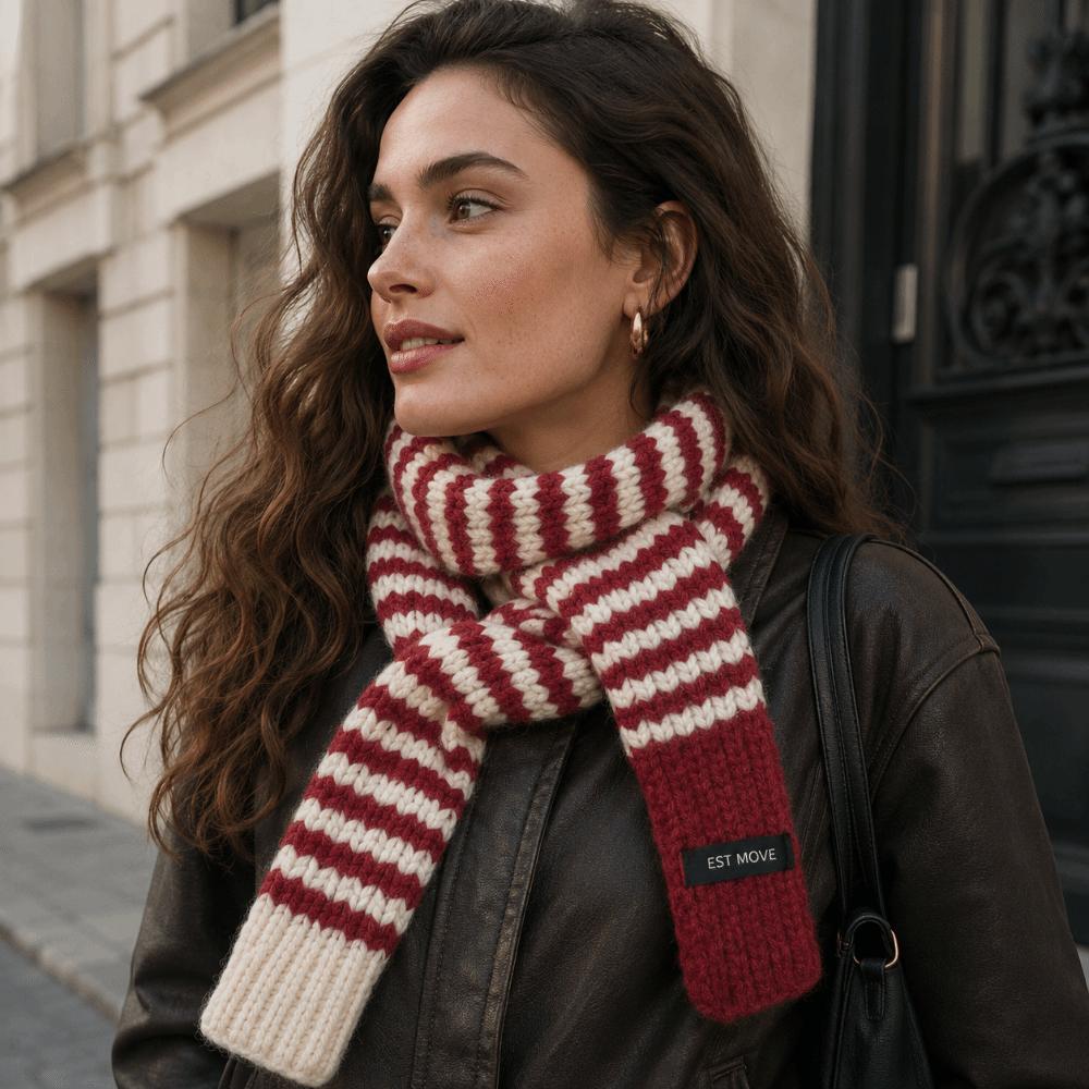 Lightweight Winter Warm Scarf Striped Pattern Neck Scarf Vintage Knitted Long Scarf Winter