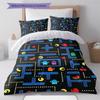 Pościel z wzorem Pac-Man, Zestaw kołdry Poszewka na kołdrę Poszewka na poduszkę Domowy prezent urodzinowy (1 * poszwa na kołdrę + 2 * poszewki na poduszki, bez rdzenia)