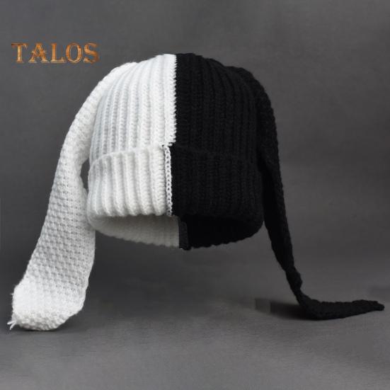 Зимняя вязаная шапка с длинным декором в виде заячьих ушей — фото 9