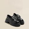 2025 Autumn New Foot Cover Thick Sole Heightened Thick Heel Loafers Women's Leather British Style Versatile Comfortable Single Shoes Women