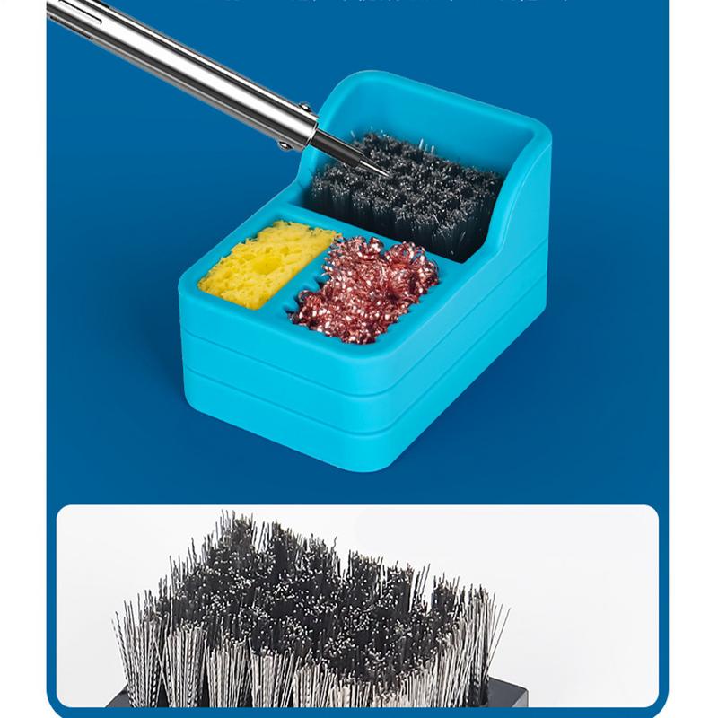 Small Soldering Iron Tips Cleaning Box Steel Brush Sponge Copper Wire 3 Clean Modes Welding Head Tin Slag Remove Cleaner Tool