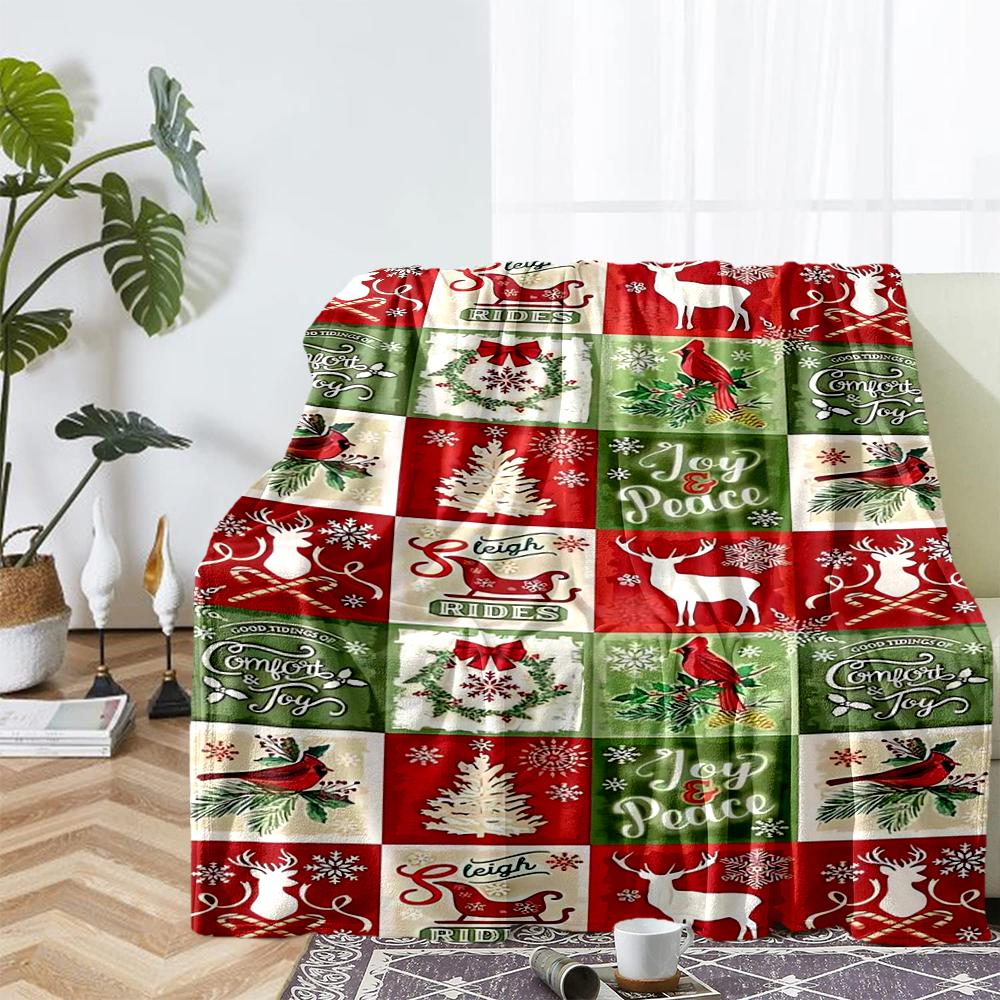 Christmas Theme Printed Blanket - Perfect for Couch, Bed, Travel & Outdoor Use | Machine Washable, Cozy & Durable.
