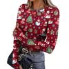 Women's Slim Fit Long Sleeve Base Layer T-Shirt with Christmas Print, Neck Pullover Top with Thumb Holes