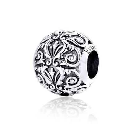 Silver Vintage Charm with Ornament Bead 925 Silver Beads