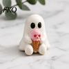 Niche Window Display Decor Halloween Mini Ghost Decorative Figurine, 3D Printed White Statue with Interesting Holiday Gift Ideas Pink Skull Ice Cream,