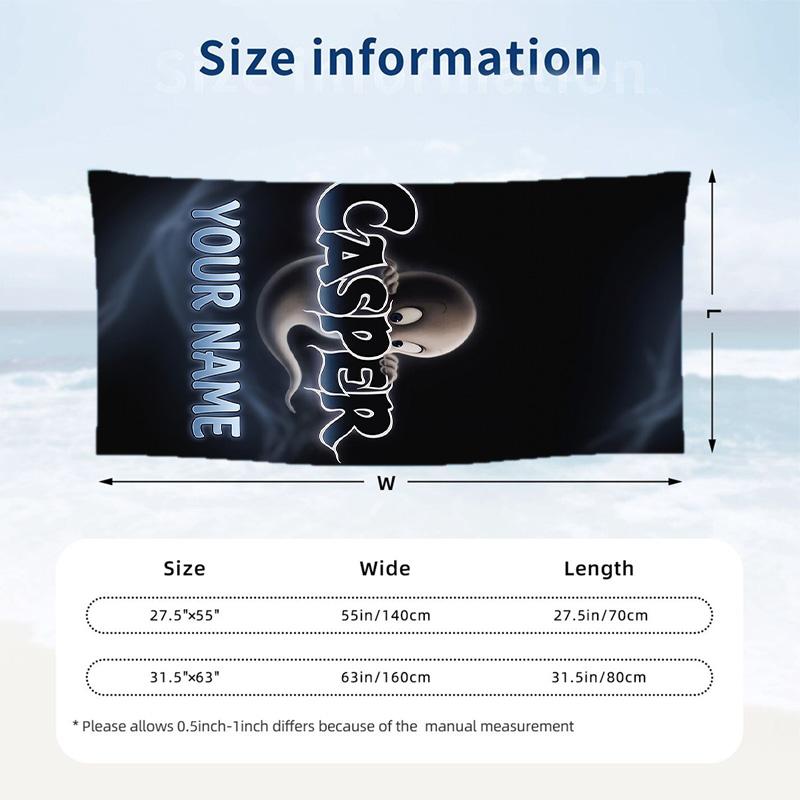 Beach Towel Custom Name Text, Quick Dry Large Towel For Beach HomeCasper the Friendly Ghost
