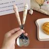 Stainless Steel Cartoon Knife Fork Spoon Kitchen Dinnerware Animals Glossy Ceramic Handle Set With Box For Dessert Steak