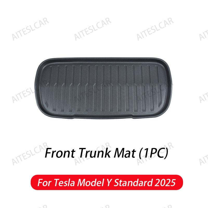 For New Tesla Model Y Standard 2025 Front and Back Trunk Mat TPE Carpet Waterproof Weather-resistant Pads Up and Down Layer Mats