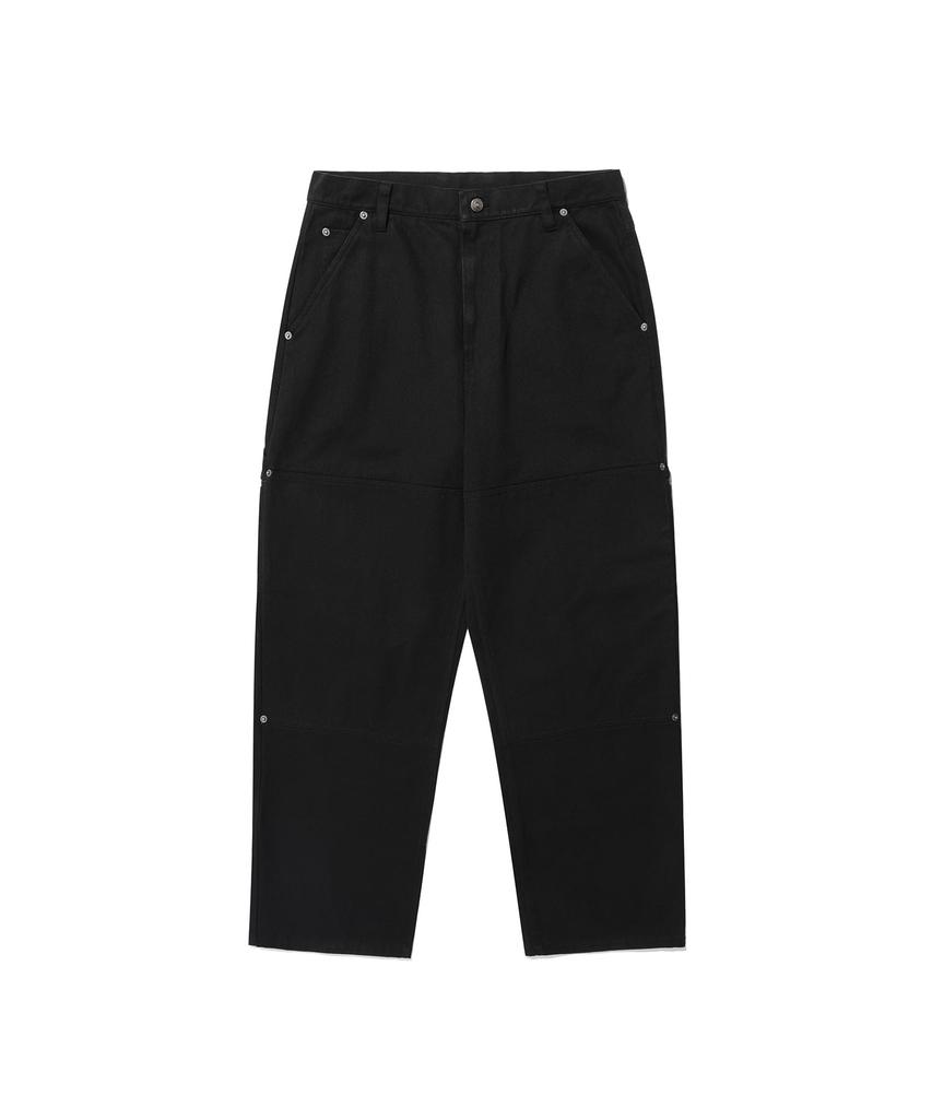 ISTKUNST Washed Cotton Double Knee Pants_Black(Ik2Efmpa10A)