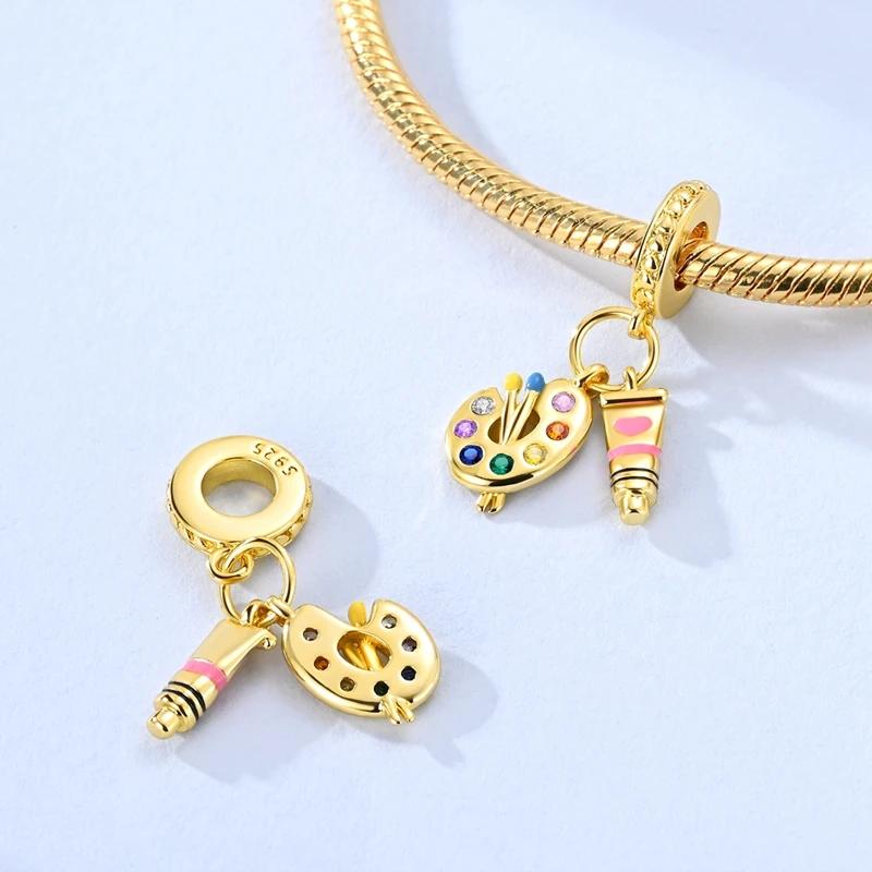 Copper Original Charm Golden Blue Eye Earth Passport Dangle Fit Bracelet Pendant Diy Jewelry Gift For Women