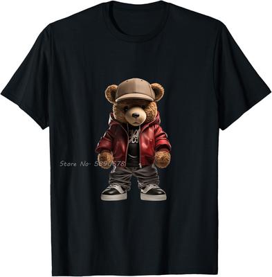 Fashion Cotton Tshirt Urban Hip Hop Novelty Graphic Teddy Bear T Shirt Summer Unisex Tops Tee Unisexs Clothing Oversized Tshirt