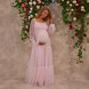 European and American women's clothing maternity clothing summer new dress sweet mesh pregnancy fluffy long-sleeved skirt