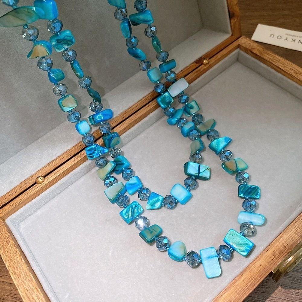 Irregular Shell Glass Shell Beaded Necklace Seaside Vacation Style Bohemia Choker Beach