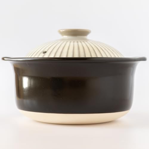 Banko Ware Kikuka Rice Cooker and Rice Paddle Set, 3-cup Capacity, Double Lid, Kohiki Finish, White, Direct Heat Compatible, Made in Japan, 19512