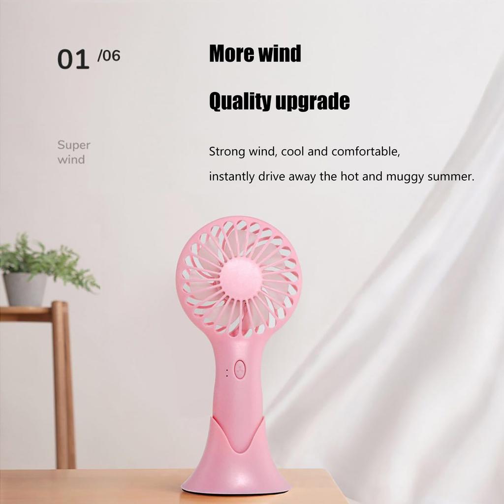Handheld Fan Portable Rechargeable Battery Operated Desktop With Base 3 Modes For Home Travel Outdoor
