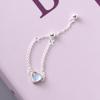 925 Sterling Silver Heart Moonstone Ring for Women - Simple Oval Naked Chain Index Finger Ring