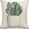 Popular Green Plant Linen Pillowcase Modern Simple Home Sofa Living Room Pillow Cushion