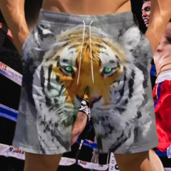 Tiger Head Muay Thai Boxing Kickboxing Shorts 3D Print Fighting Training Unisex Men Women Quick Dry Fitness Gym Sport Workout Casual Streetwear