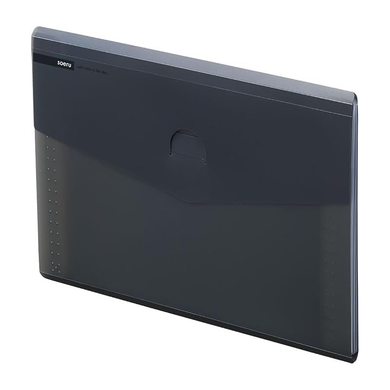 LIHIT LAB soeru Slim Document File, Horizontal, A4, Smoke Black A8700-24