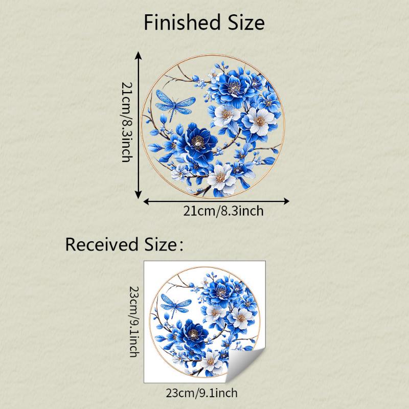 Painted Blue Flowers Butterflies Balcony Glass Windows Beautification and Decoration Electrostatic Uv Window Sticker