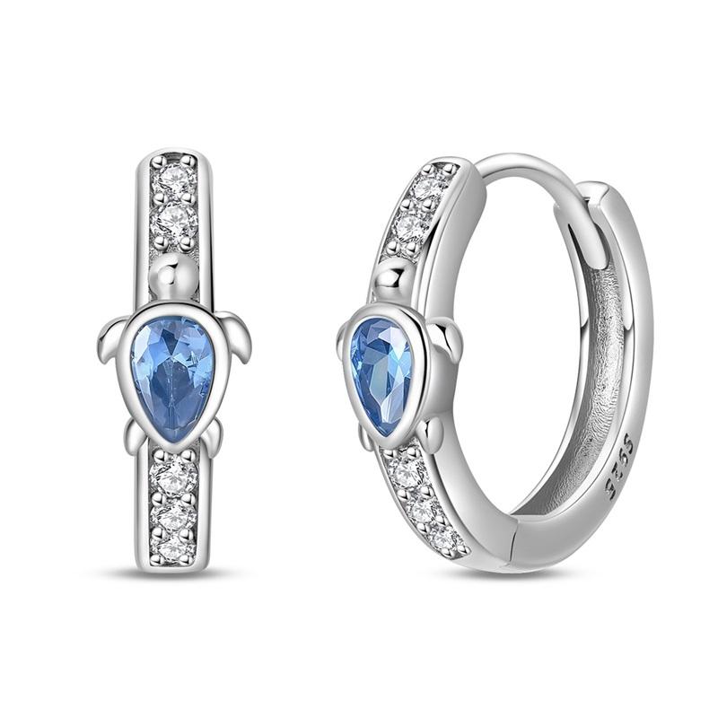 925 Silver Blue Zircon Dreamcatcher Feather Star Moon Cute Claw Hoop Earrings For Women Fine Birthday Jewelry Gifts