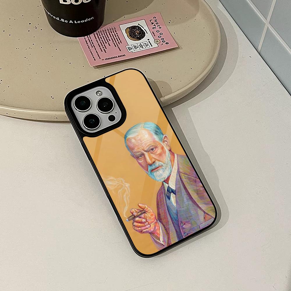 Sigmund Freud Phone Case for Iphone 17 16 15 14 Air 13 12 11 Pro Max Mini Plus Fundas Shell PC+TPU Cover