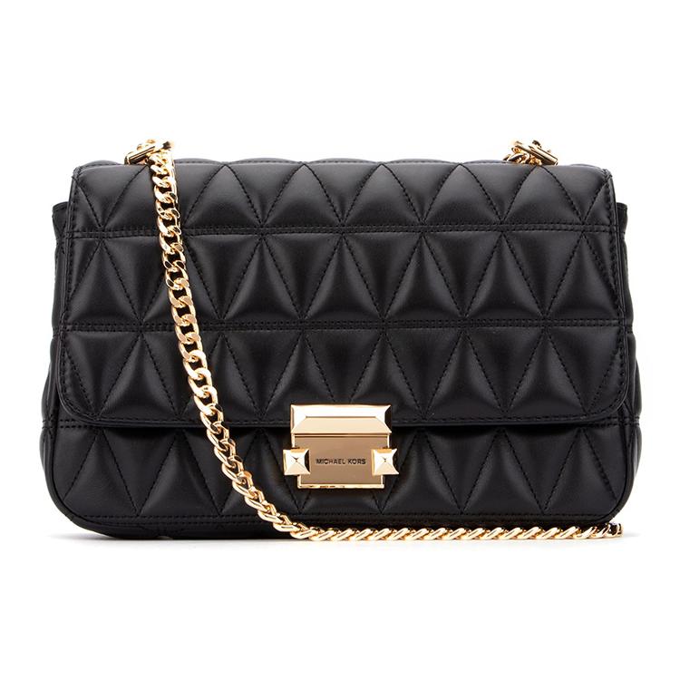 

New MICHAEL KORS Sloan Sheepskin Leather Patchwork Small Square Bag Shoulder Bag, Crossbody Bag Medium Women s Black 30S7GSLL3L-BLACK 24.9*8.1*16.0CM