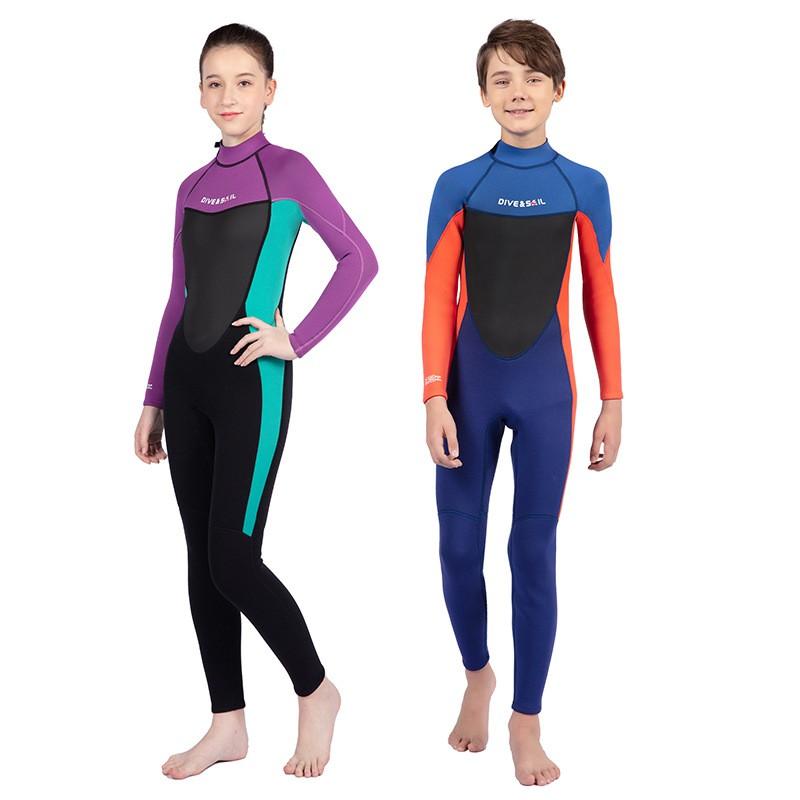 DIVESAIL Kids 2.5mm Neoprene Full Wetsuit Snorkeling Diving Surfing Winter Swimming Youth Thermal Dive Suit
