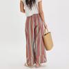 Women's Striped Wide Leg Palazzo Pants Elastic High Waisted Baggy Loose Long Trousers