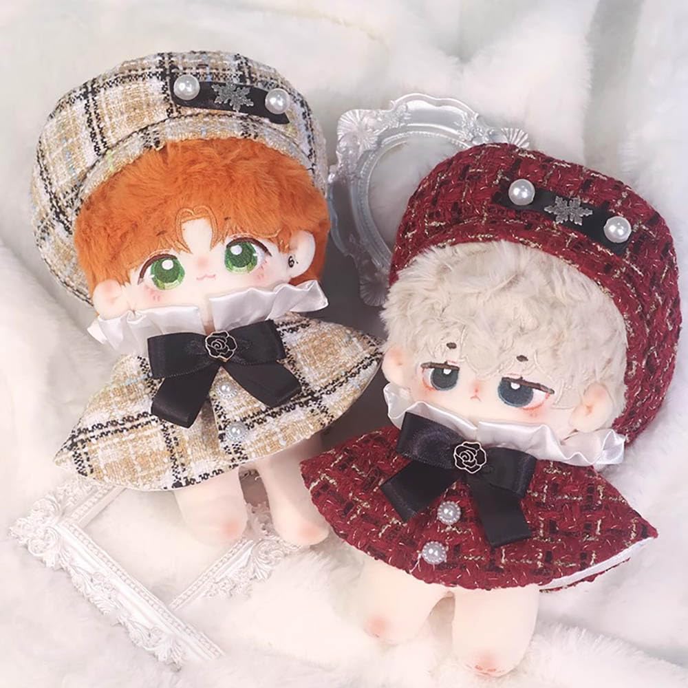 Niannyyhouse 10cm, 15cm, 20cm Plush Clothes Set with Poncho, Hat, and Shawl for Cotton Doll Dress-Up (Blue, 15cm)