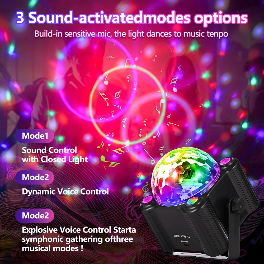 Disco Ball LED Party Night Lights Sound Activated Strobe DJ Stage Lighting For Indoor Room Outdoor Dance Christmas Decor