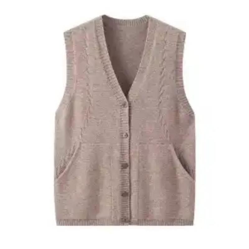 Knitted Cardigan Vest Women's Jacket Solid Color V-neck Fashion Casual Solid Color Top